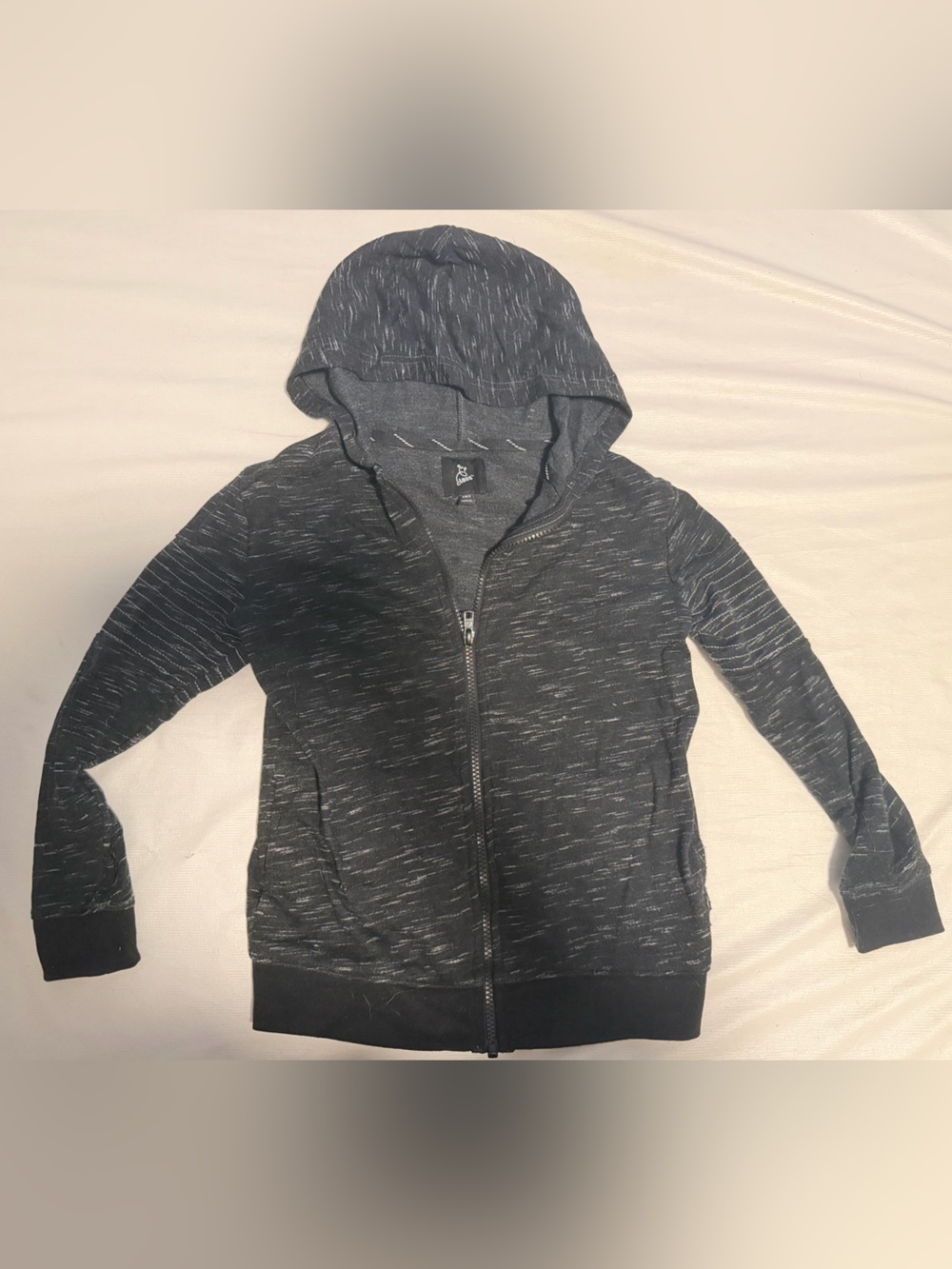 Kids Black Heather Zip-Up Hoodie
